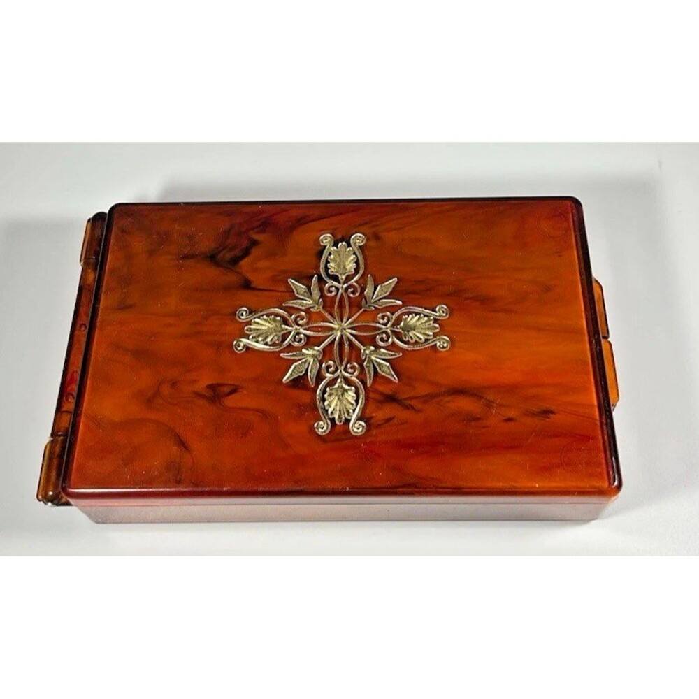 Rare MCM Acrylic/Lucite Amber Brown Portable Tissue Holder Purse Pocket HTF Vtg